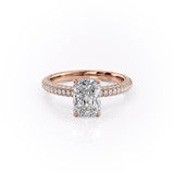 RADIANT CUT MOISSANITE PAVÉ SET SHOULDERS WITH HIDDEN HALO