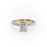 RADIANT CUT MOISSANITE PAVÉ SET SHOULDERS WITH HIDDEN HALO