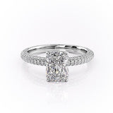 RADIANT CUT MOISSANITE PAVÉ SET SHOULDERS WITH HIDDEN HALO