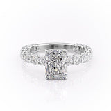 RADIANT CUT MOISSANITE STONE SET SHOULDERS WITH HIDDEN HALO