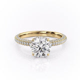 ROUND CUT MOISSANITE PAVÉ SET SHOULDERS WITH HIDDEN HALO