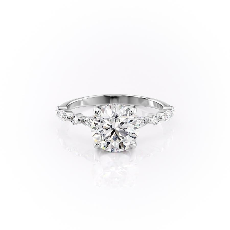 Round Cut Moissanite Engagement Ring With Hidden Halo