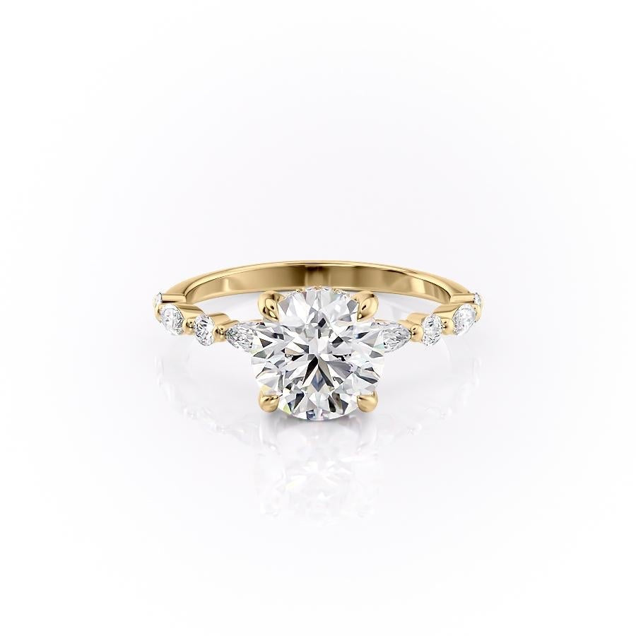 Round Cut Moissanite Engagement Ring With Hidden Halo