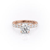 ROUND CUT MOISSANITE STONE SET SHOULDERS WITH HIDDEN HALO