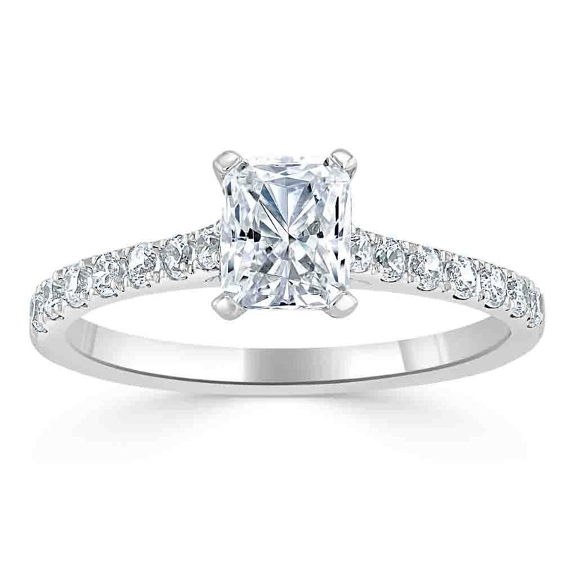 Radiant Cut Moissanite Engagement Ring, Classic Style