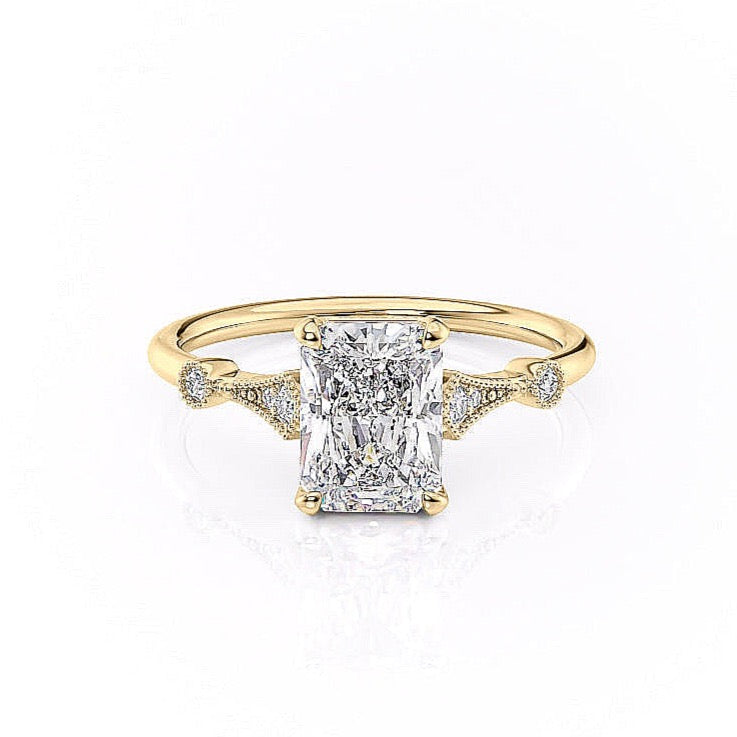 Radiant Cut Moissanite Vintage Design