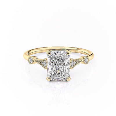 Radiant Cut Moissanite Vintage Design