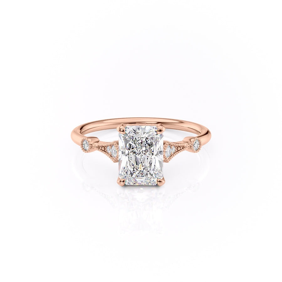 Radiant Cut Moissanite Vintage Design
