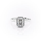 Radiant Cut Rubover Moissanite With Hidden Halo