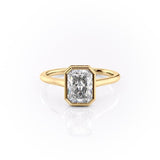 Radiant Cut Rubover Moissanite With Hidden Halo