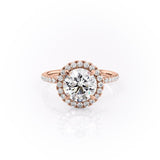Round Cut Moissanite Engagement Ring, Classic Halo