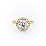 Round Cut Moissanite Engagement Ring, Classic Halo