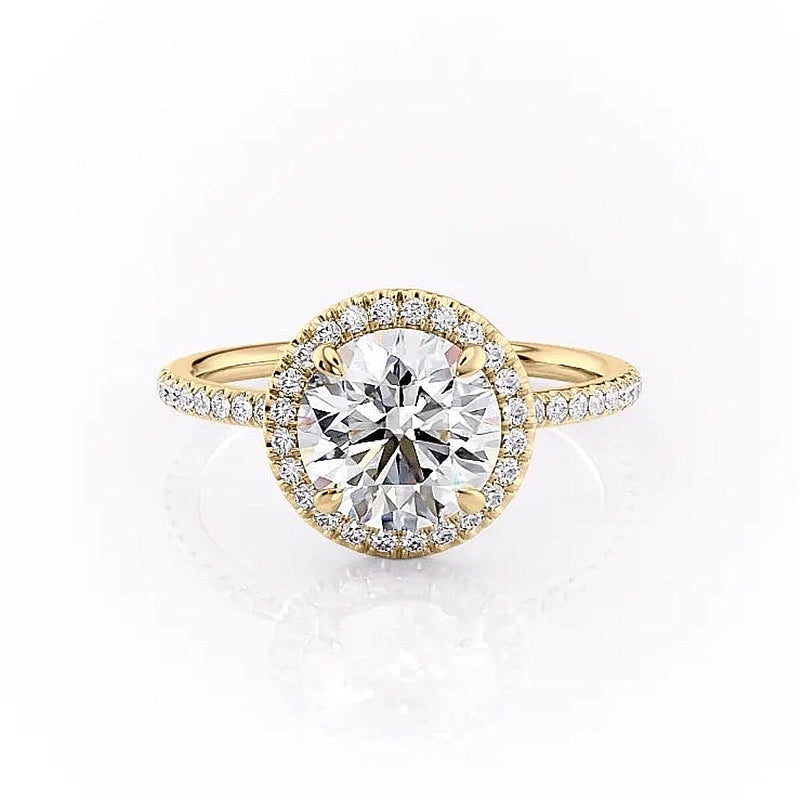 Round Cut Moissanite Engagement Ring With Halo