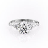 Round Cut Moissanite Shoulder Set Ring Vintage Design