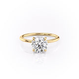 Round Cut Moissanite, Plain Band & Hidden Halo