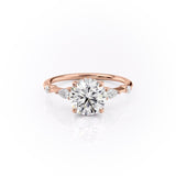 Round Cut Moissanite Shoulder Set Ring With Hidden Halo