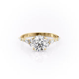 Round Cut Moissanite Shoulder Set Ring Vintage Design