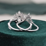 Vintage Style Bridal Ring Set, Oval Cut Center Stone