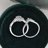 Vintage Style Bridal Ring Set, Oval Cut Center Stone