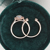 Bridal Ring Set, Oval Cut Center Stone, Halo