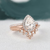 Vintage Style Bridal Ring Set, Oval Cut Center Stone