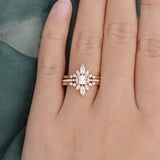 3 pcs Bridal Ring Set, Emerald Cut Center Stone