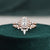 Bridal Ring Set, Oval Cut Center Stone, Hidden Halo