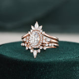 3pcs Vintage Style Bridal Ring Set, Round Cut Center Stone