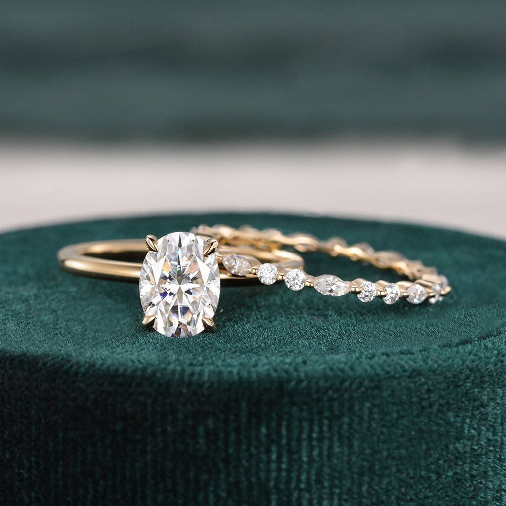 Bridal Ring Set Oval Cut Center Stone