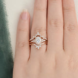 3pcs Vintage Style Bridal Ring Set, Round Cut Center Stone