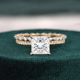Bridal Ring Set, Princess Cut Center Stone