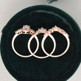 3pcs Vintage Style Bridal Ring Set, Round Cut Center Stone