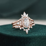 3pcs Vintage Style Bridal Ring Set, Round Cut Center Stone