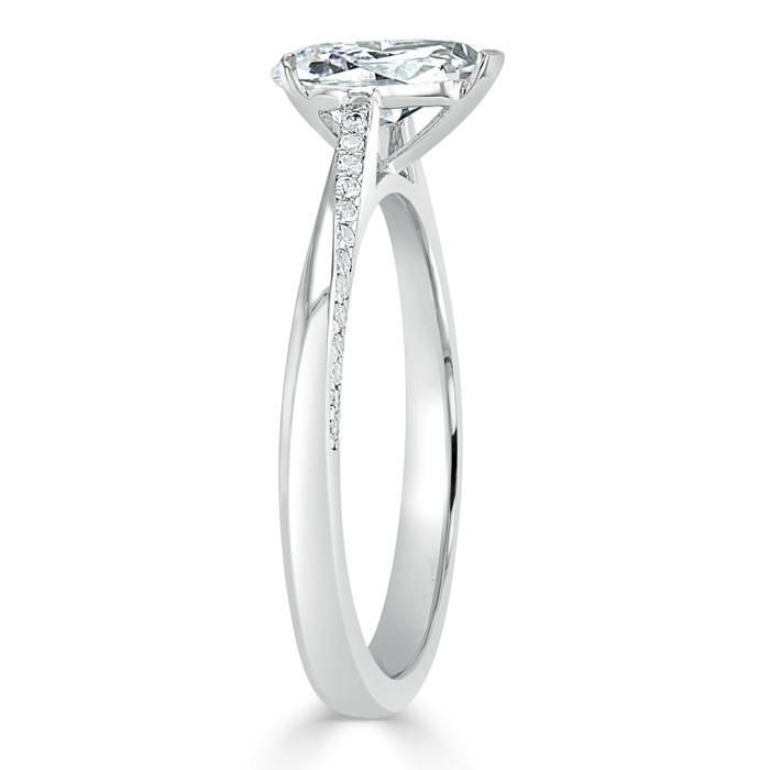 Pear Cut Moissanite Engagement Ring, Classic Style
