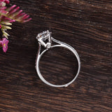 Round Cut Moissanite Engagement Ring, Art Deco Design