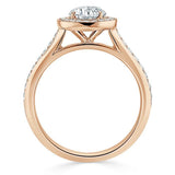 Round Cut Moissanite Halo Engagement Ring, Tiffany Style