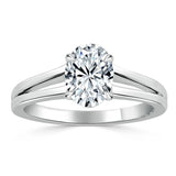 Oval Cut Moissanite Engagement Ring, Classic Style with Split Shank