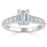 Emerald Cut Moissanite Engagement Ring, Tiffany Style