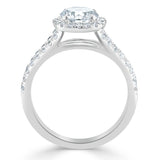 Round Cut Moissanite Halo Engagement Ring, Tiffany Style