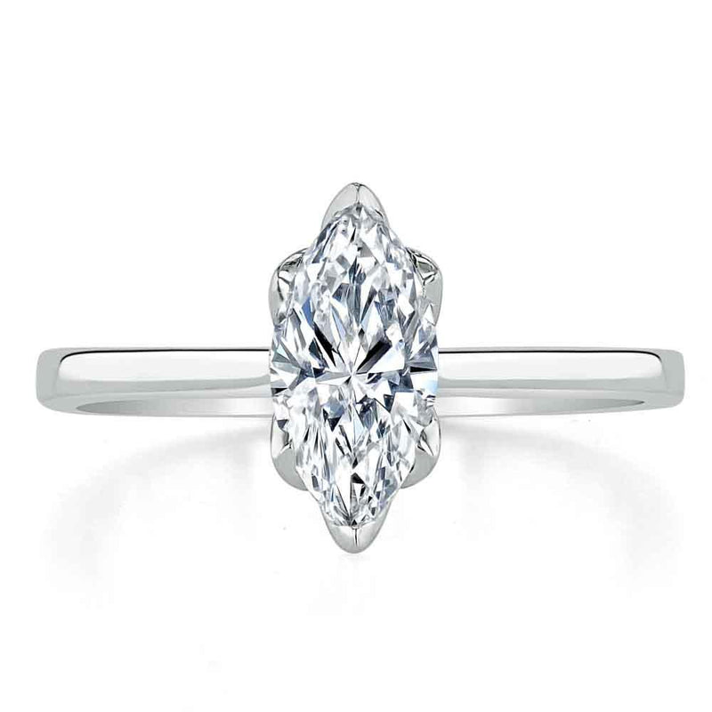 Marquise Cut Moissanite Engagement Ring, Classic Design