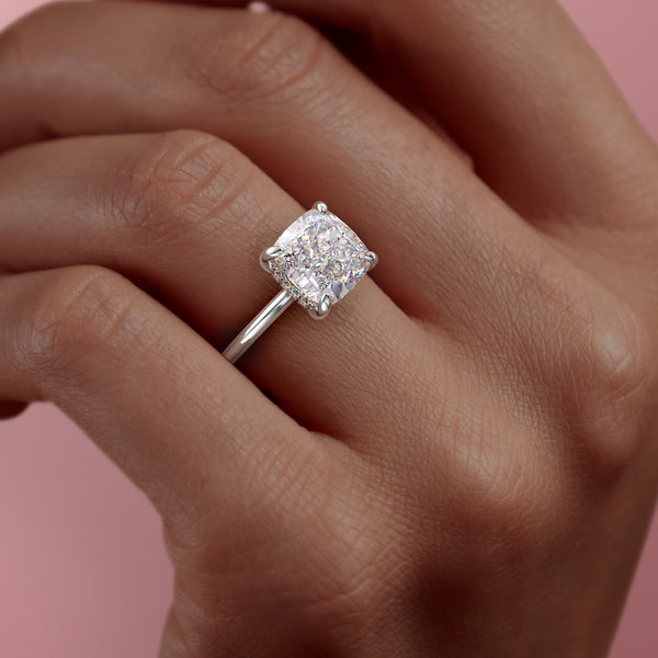 Moissanite Engagement Rings Exclusive Designs Customize Online Tagged Cushion cut Flawless Moissanite