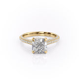 Cushion Cut Moissanite Ring With Pave Set Shoulders