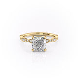 Cushion Cut Moissanite Engagement Ring, Vintage Design
