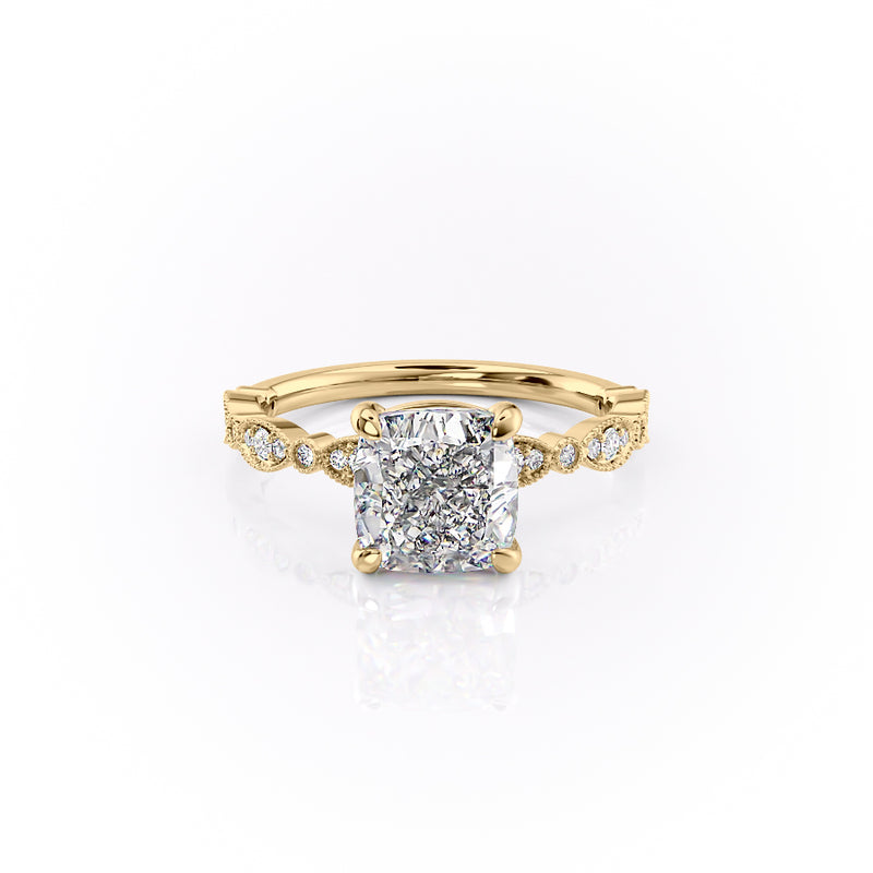 Cushion Cut Moissanite Engagement Ring, Vintage Design