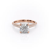 Cushion Cut Moissanite Ring With Pave Set Shoulders