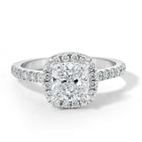 Cushion Cut Moissanite Halo Engagement Ring, Tiffany Design