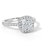 Cushion Cut Moissanite Halo Engagement Ring, Tiffany Design