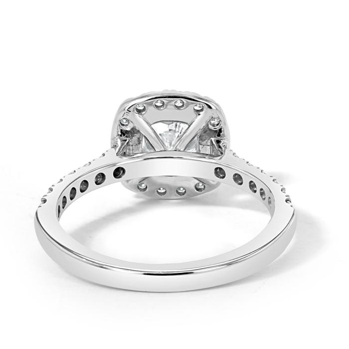 Cushion Cut Moissanite Halo Engagement Ring, Tiffany Design