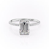 EMERALD CUT MOISSANITE ENGAGEMENT RING, HIDDEN HALO