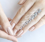 Emerald Cut Moissanite Engagement Ring, Hidden Halo